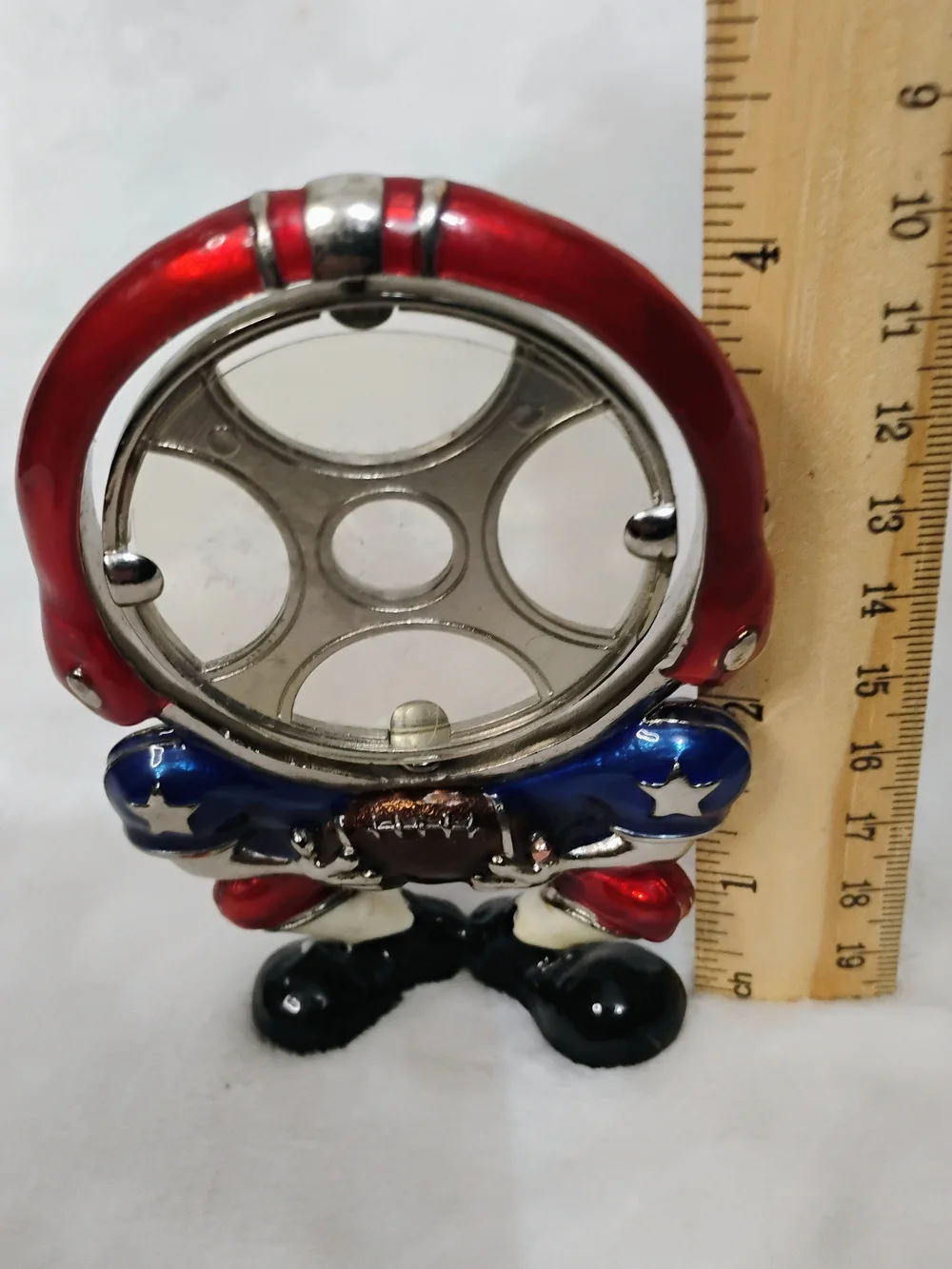 Vtg Novelty Metal Football Player Desktop Picture Face‎ Frame Red Blue Unique H